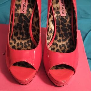 Betsey Johnson Vibrant Pink Peep Toe Heels